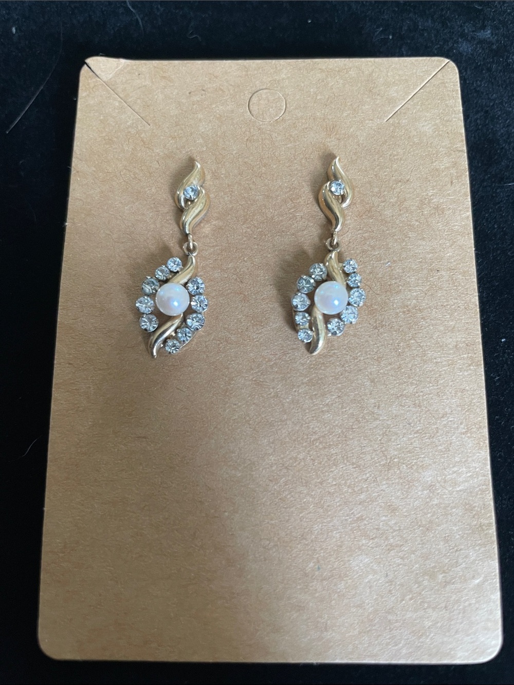 Gold-Tone Pearl & Crystal Drop Earrings  8/21/6